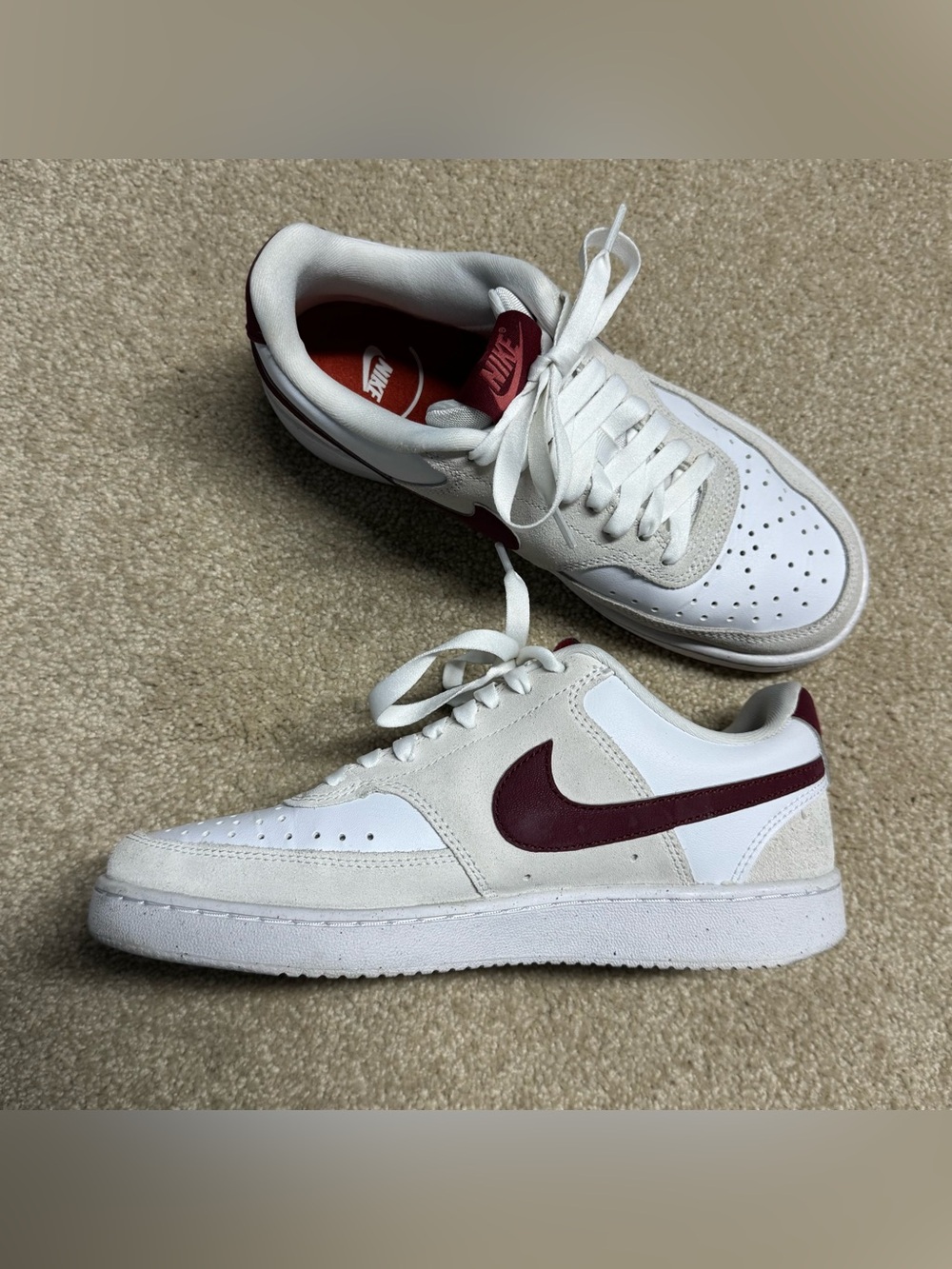 Nike Court Vision Low Shoes Women 7.5 White Valentines Day FQ7628-100 Sneakers - Picture 2 of 8